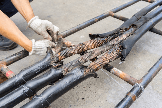 Corrosion of exposed parts of electric wires