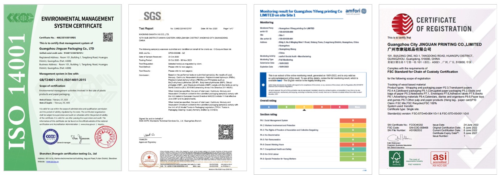 ISO and Environmental Certifications of custom printing
