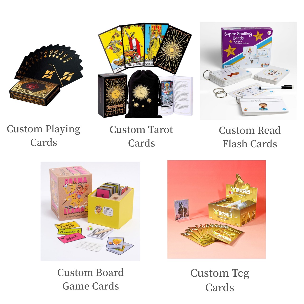 custom tarot cards playing cards tcg cards flash cards printing