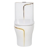 Modern Luxury Style Bathroom Dual Flush Gold Line White One Piece Elongated Toilet