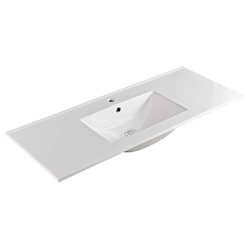 Grifo de lavado a mano de porcelana, lavabo de diseño, tocador de baño con lavabo y mueble