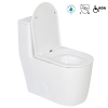 Water sense ceramic one piece elongated toilet with skirted trapway