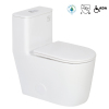 Water sense ceramic one piece elongated toilet with skirted trapway