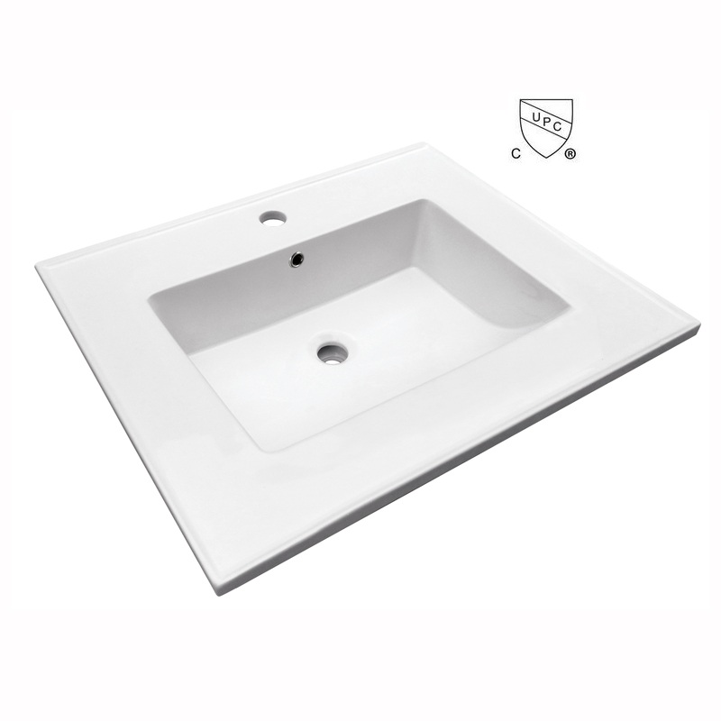 Lavabo de baño cuadrado grande con encimera rectangular