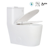 Water sense ceramic one piece elongated toilet with skirted trapway