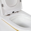 Modern Luxury Style Bathroom Dual Flush Gold Line White One Piece Elongated Toilet