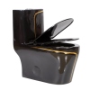 Popular Design Luxury Household Ceramic Gold Line Black Elongated Toilet