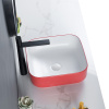 Lavabo pequeño para baño de porcelana color rojo mate