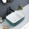 Lavabo de cerámica sobre encimera, lavabo de baño verde