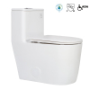 Water sense ceramic one piece elongated toilet with skirted trapway