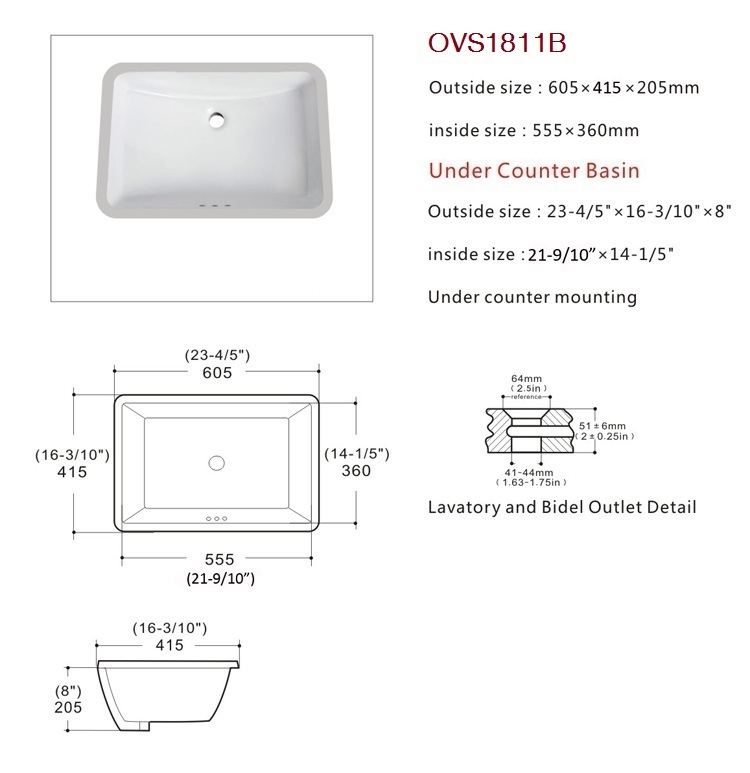 Fábrica de lavabos de baño cuadrados blancos de gran tamaño