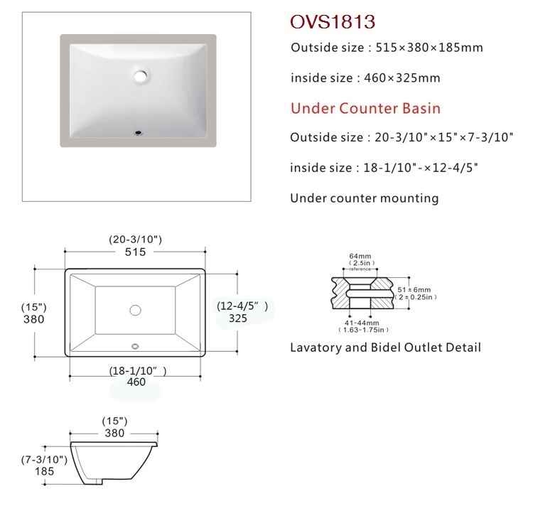 lavabo de baño moderno bajo encimera de porcelana