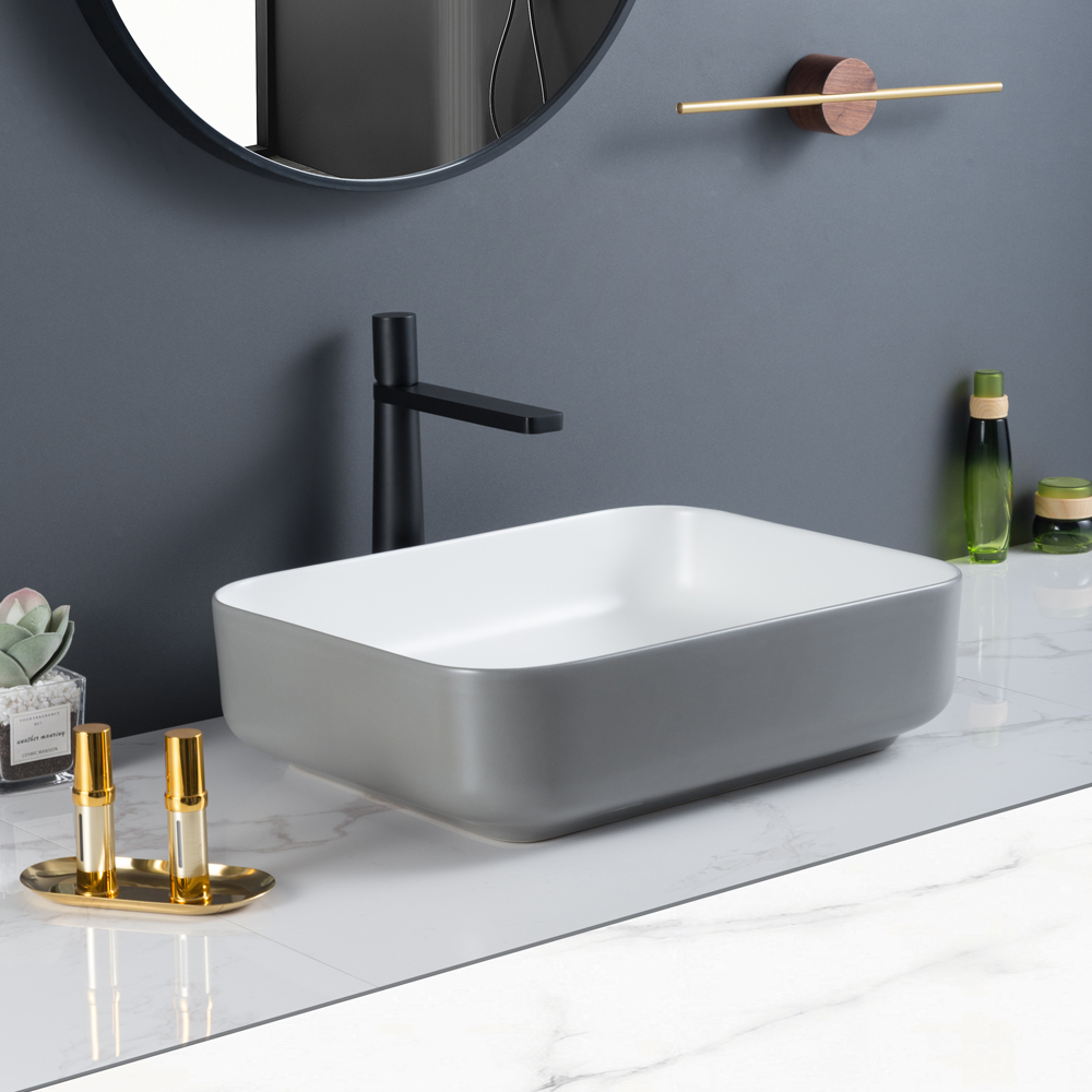 Lavabo de cerámica gris para baño