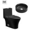 Lavabos de color negro, inodoro de una pieza, lavabo, inodoro, juego de baño