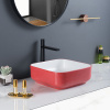 Lavabo pequeño para baño de porcelana color rojo mate