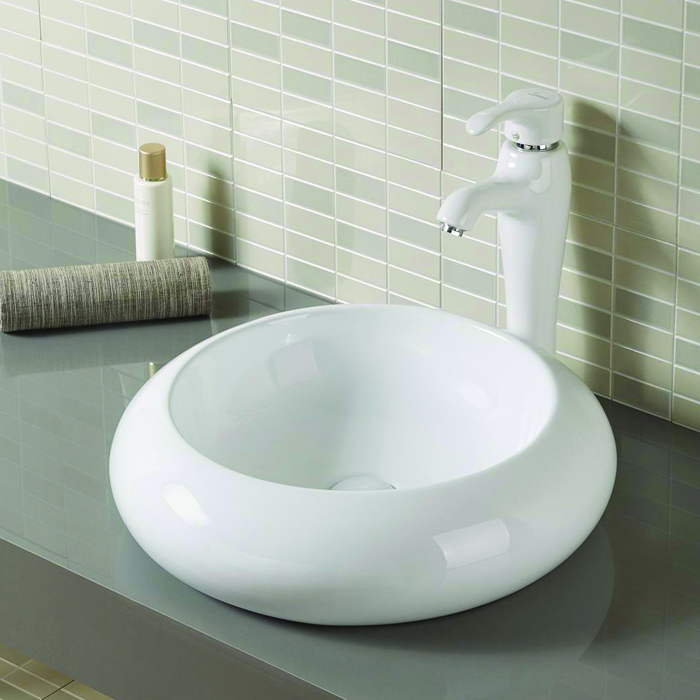 Lavabo de cerámica para lavabo de encimera de porcelana redonda