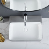 Lavabo de porcelana y cerámica rectangular para lavarse las manos sobre encimera