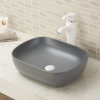 Lavabo de baño de encimera de porcelana vítrea sin rebosadero