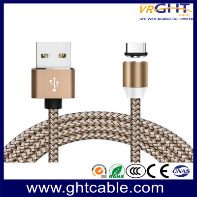 Cable USB trenzado dorado tipo magnético con enchufe intercambiable