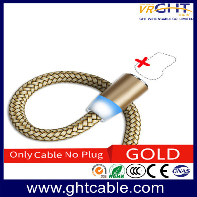 Cable USB trenzado dorado tipo magnético con enchufe intercambiable