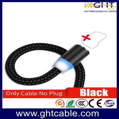 Cable USB trenzado negro tipo magnético con enchufe intercambiable