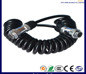 Waterproof spring trailer electric tractor wiring harness truck spiral coiled cord 7 pin female end coiled aviator cable