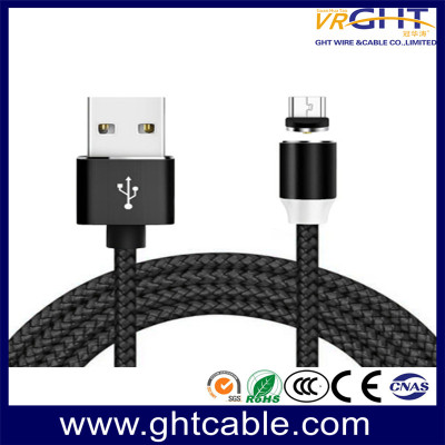 Cable USB trenzado negro tipo magnético con enchufe intercambiable