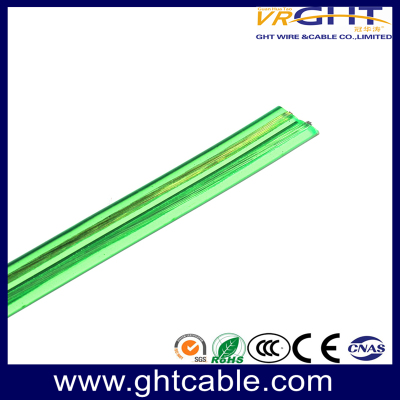 Cable de altavoz flexible de PVC transparente verde (conductor CCA 2X30) de alta calidad