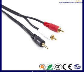 3.5mm - 2RCA Black PVC Audio Cable 