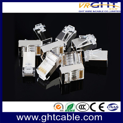 موصل بلوري RJ45 8P8C FTP CAT6 مطلي بالذهب المحتوى 1-50μ