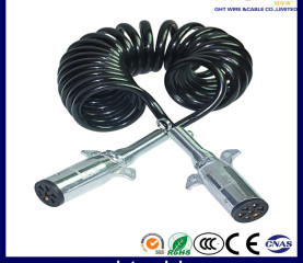 7 Core Spring Wire Trailer Cable, 7 Pin Truck Electric Coiled 4p Aviation Connector Camera Semi-Trailer Spiral Cable