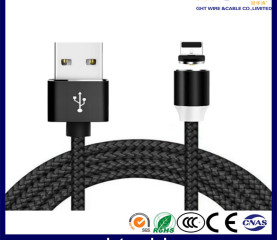 Magnetic Type USB Black Braiding Cable with Changeable Plug
