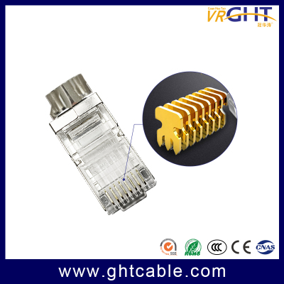 CAT7 RJ45 8P8C مطلي بالذهب المحتوى 1-50μ