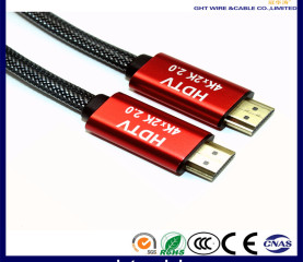 HDMI CABLE 1.4V/2.0V RED ALLOY BRAIDING JACKET