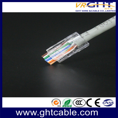 موصل بلوري RJ45 8P8C UTP CAT6 مطلي بالذهب 1-50μ