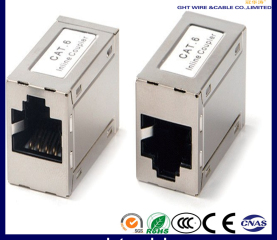 CAT5E/CAT6/CAT6A STP Keystone Jack In-Line Coupler RJ45-RJ45, 180 Degree