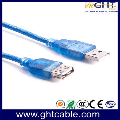 USB 2.0 A(M)-A(F)-Прозрачный синий