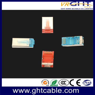 موصل كريستالي RJ45 8P8C FTP CAT6 مطلي بالذهب الملون 1U