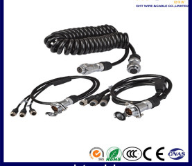 3 ways 7 Pin 4M 4pin Aviation plug Trailer Truck Suzie Camera Video Cable For 3 Backup Cameras Monitor Adapter with bracket