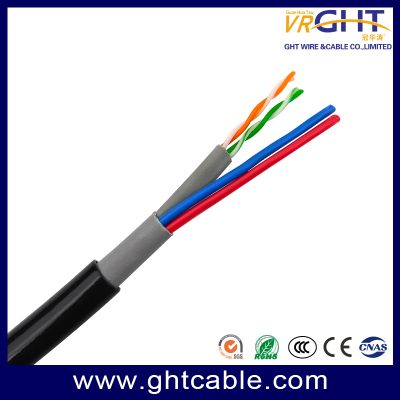 2P 双绞网络线 utp CAT5E+2C  网线带电源 CCTV 电缆