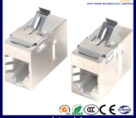 CAT5E/CAT6/CAT6A STP Keystone Jack In-Line Coupler RJ45-RJ45, 180 Degree
