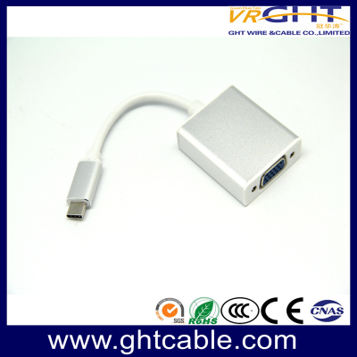 محول USB C إلى VGA للكمبيوتر الشخصي، محول من النوع C إلى VGA، كابل محول USB 3.1 إلى VGA أنثى