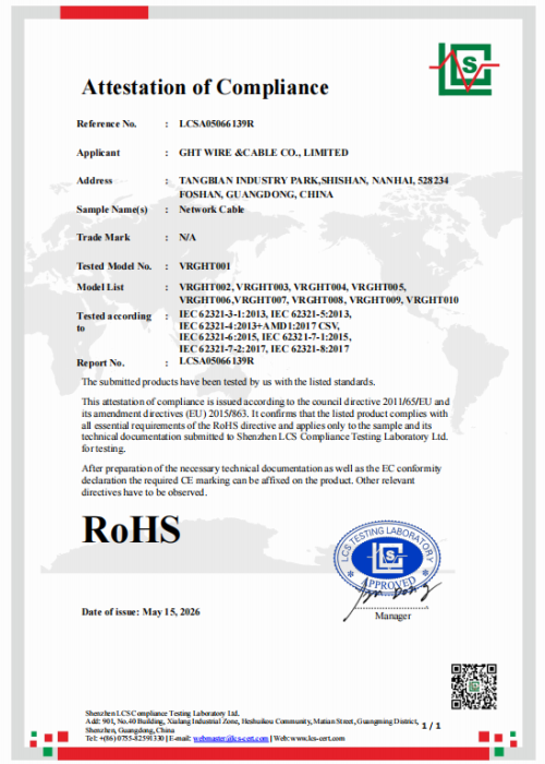ROHS - CABLE DE RED