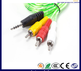 3.5MM - 3RCA Green PVC RCA Audio Cable
