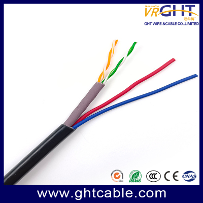 2P 双绞网络线 utp CAT5E+2C  网线带电源 CCTV 电缆