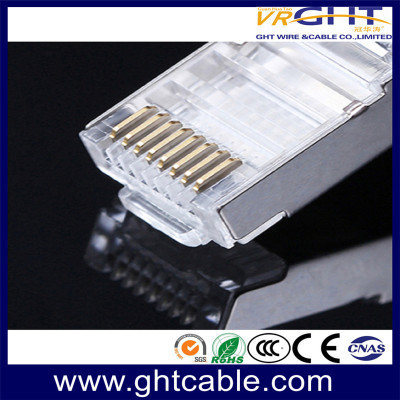 موصل بلوري RJ45 8P8C FTP CAT5E مطلي بالذهب المحتوى 1-50μ