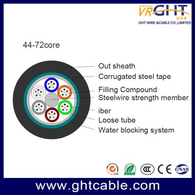 Подземный оптоволоконный кабель GYTS Steal с 12-жильным воздушным армированным оптоволоконным кабелем