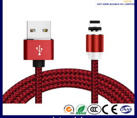 Magnetic Type USB RED Braiding Cable with Changeable Plug