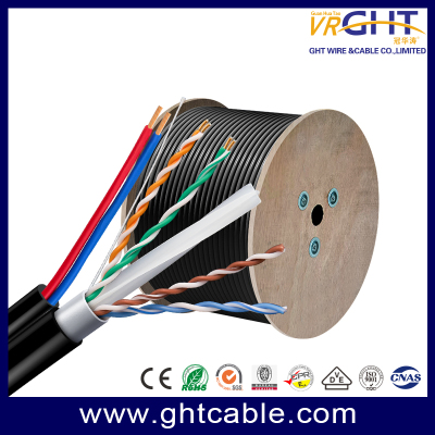 كابل شبكة UTP CAT6 خارجي مقاس 23 AWG + 2C