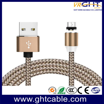 Cable USB trenzado dorado tipo magnético con enchufe intercambiable